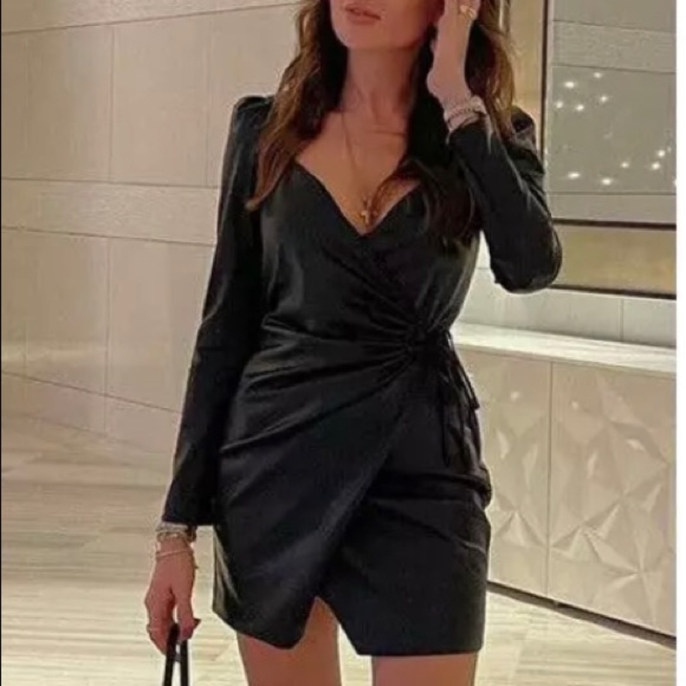 Zara Faux Leather Black Dress - Picture 1 of 6